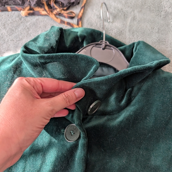 Talbot's Women's Green Velvet Button Lined 100% Cotton Jacket Size 2P - Picture 7 of 10